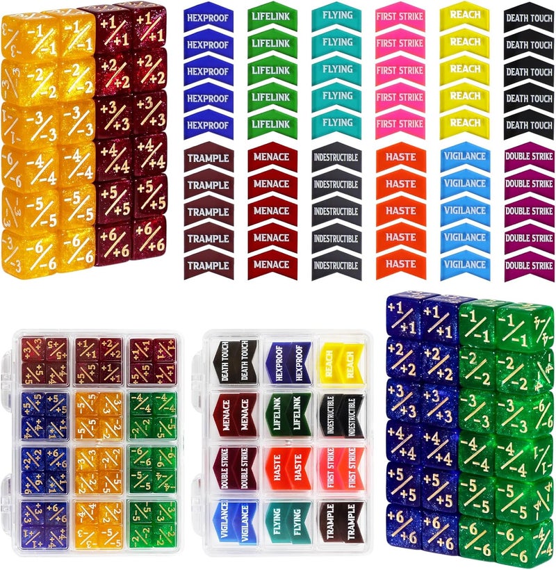 FIGURESLAB Store 108PCS MTG Tokens & 12mm MTG Dice Set for Magic Card, Keyword Token Life Counters Dice with Box, Compatible with Magic CCG Card Gaming Accessories - Image 1